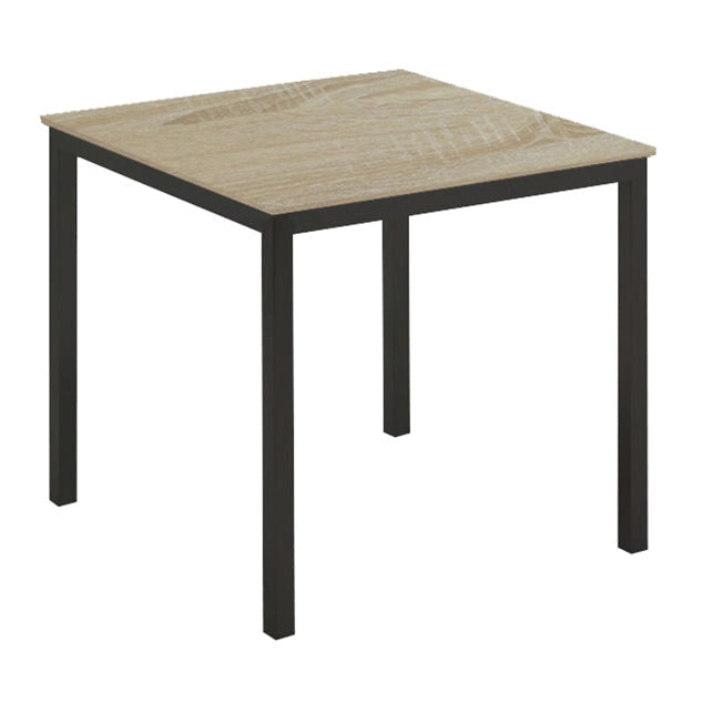 Alpha Square Dining Table with light beige wood laminate top and matte black metal legs