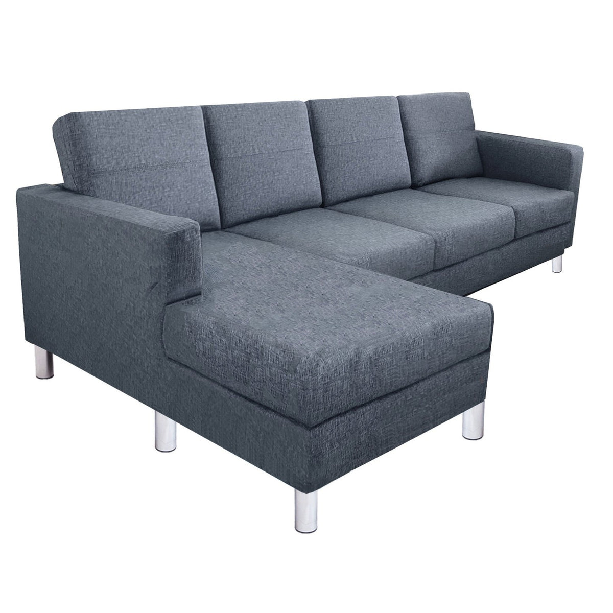 SS02-1086034L-FB01-0005 / AUSTIN SECTIONAL SOFA, 4 Seater / Charcoal Fabric/Silver