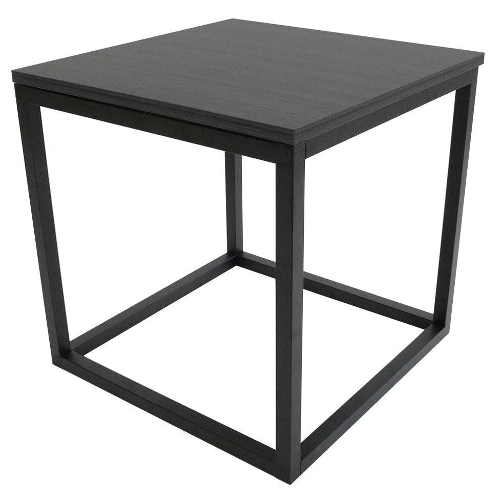 Austin side table with charcoal wood-grain top and black metal frame