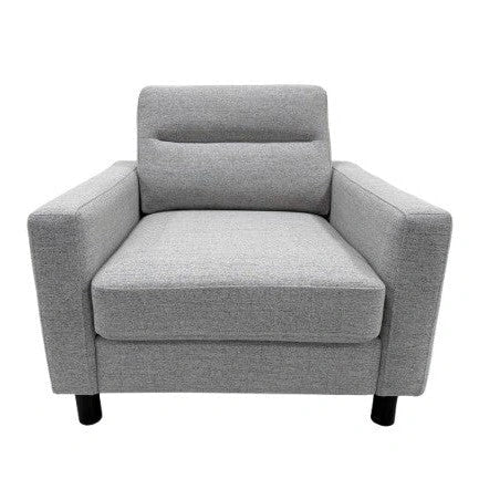 Zilker heather grey textured lounge chair with plush rectangular cushion