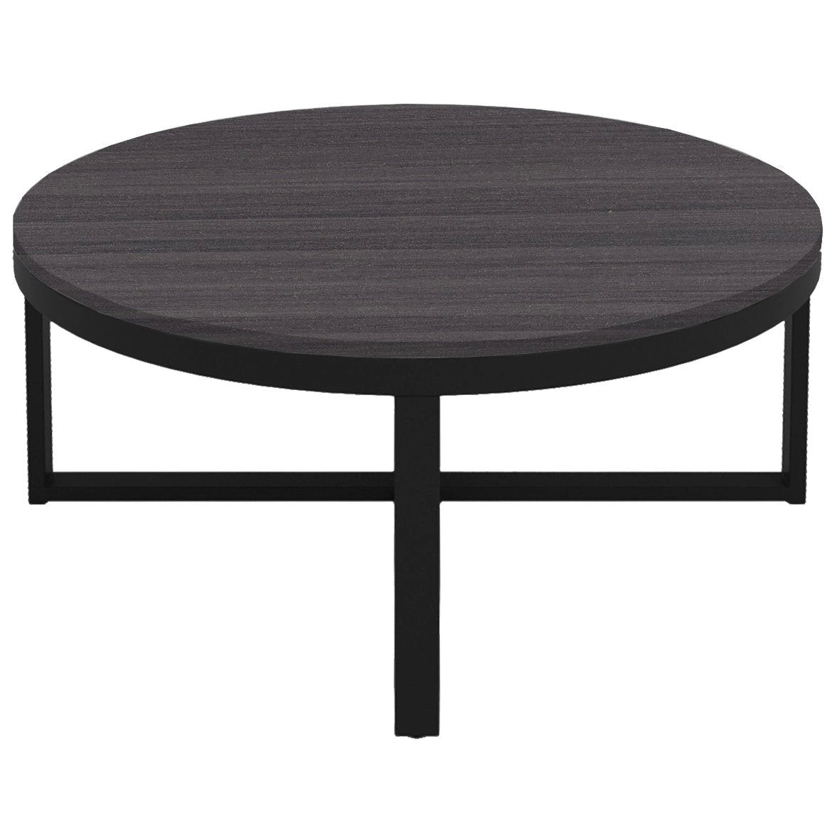 Alpha charcoal round coffee table with black metal central leg base