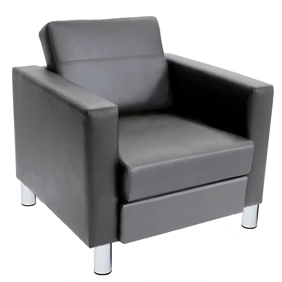 Charcoal grey upholstery Austin armchair with minimalist chrome legs