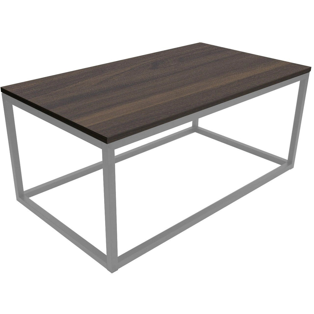 Austin brown laminate coffee table with light grey metal frame