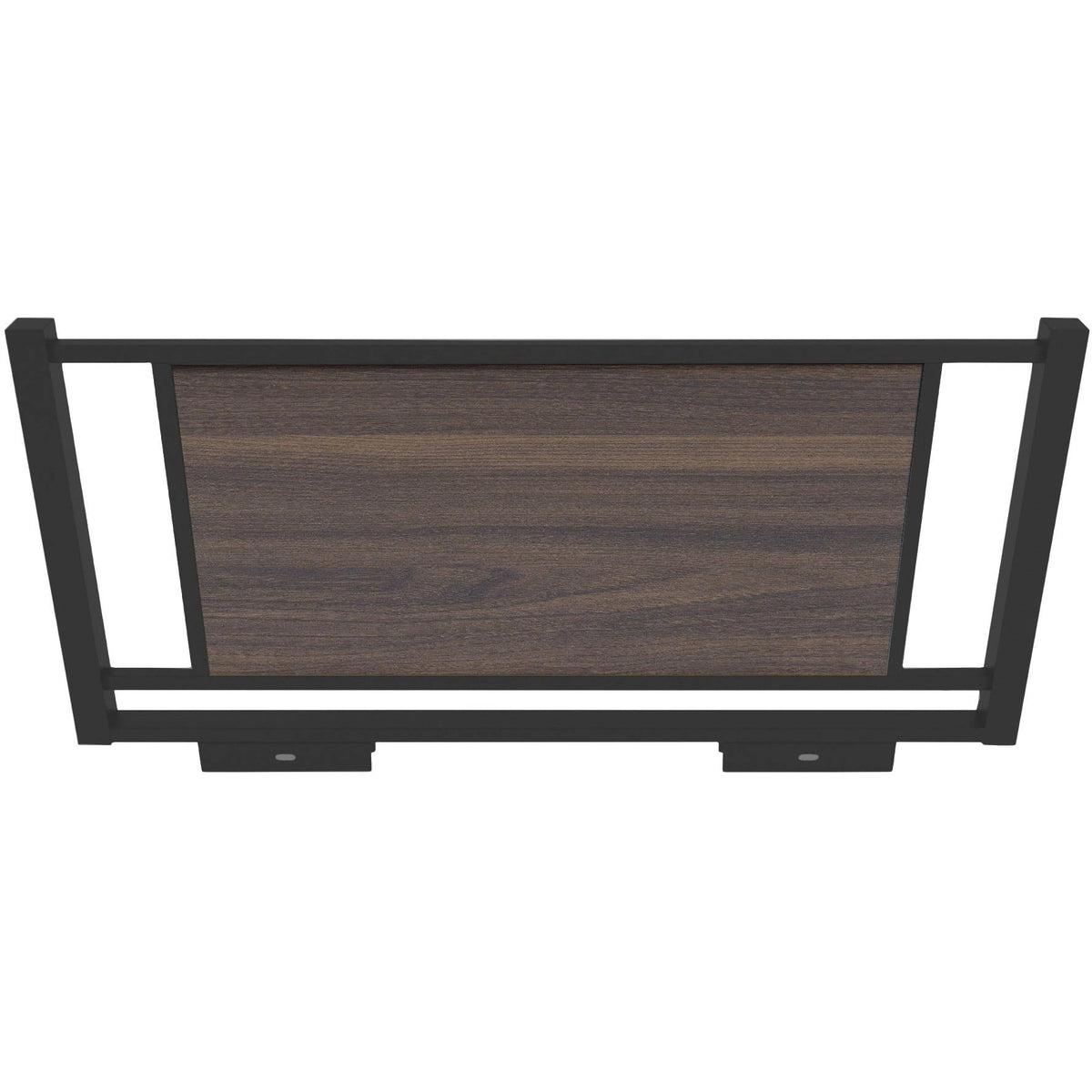 Austin black metal and dark brown wood headboard top view