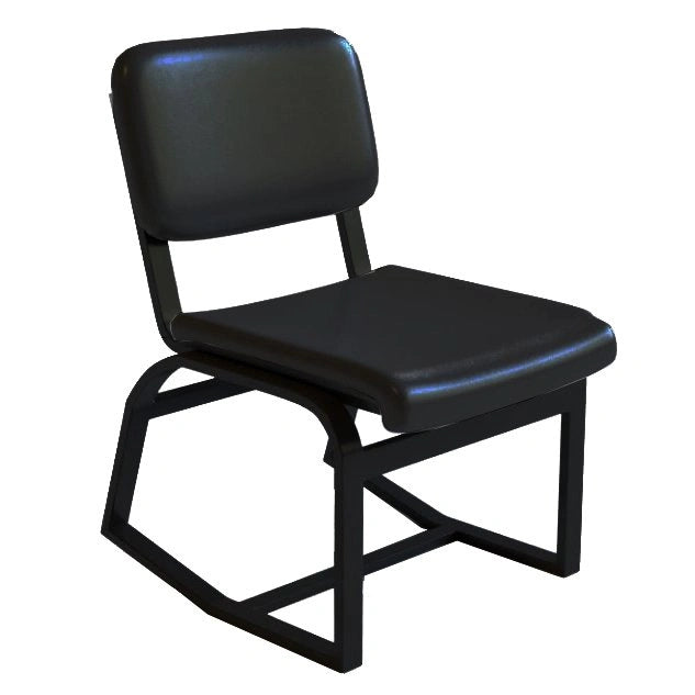 Black Austin sled desk chair with padded upholstered seat and heavy-duty tubular steel frame