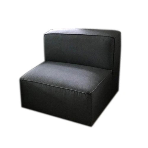 Angled view of modular Venice armless sofa component showing boxy geometric design
