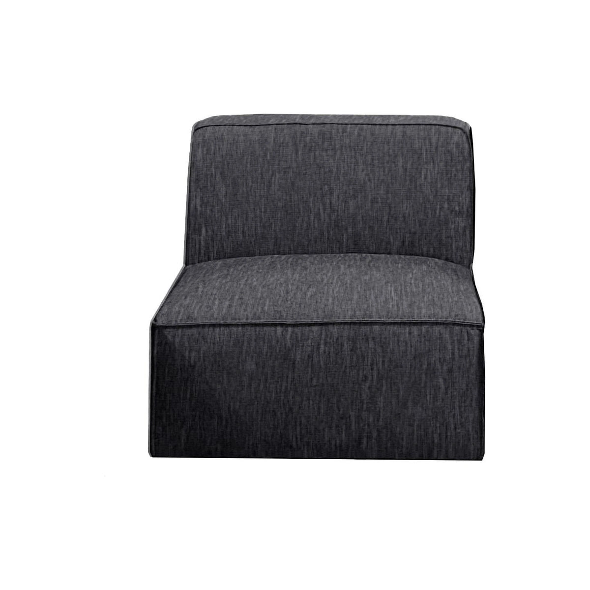 Dark charcoal grey Venice armless sectional sofa module with textured woven fabric