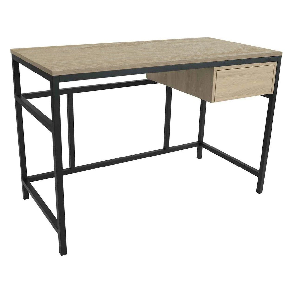 Industrial Venice desk with light oak top and contrasting black frame