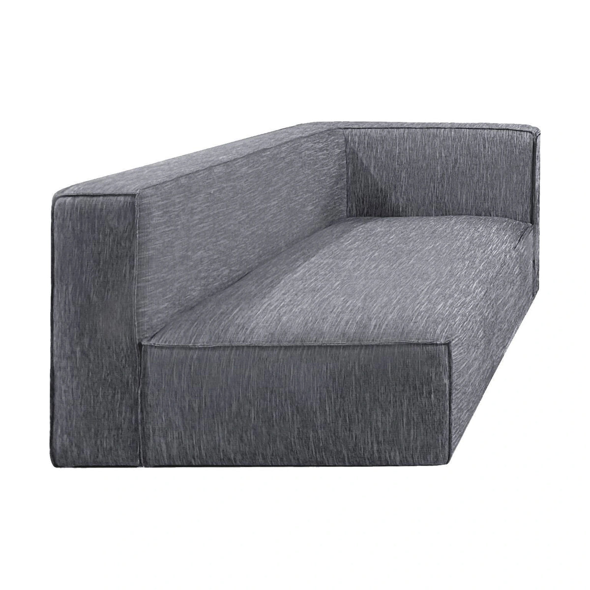 Grey textured fabric Venice left chaise sectional sofa component with modern blocky design