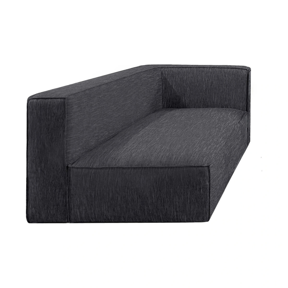 Charcoal black textured fabric Venice left chaise sectional sofa with high backrest