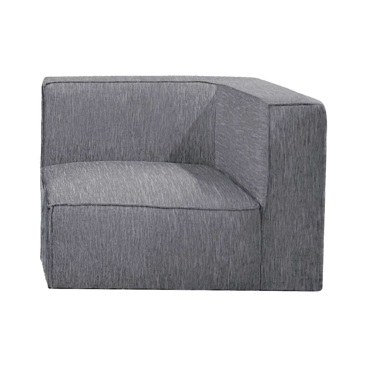 Light grey modular sectional sofa right seater with textured fabric and solid armrest