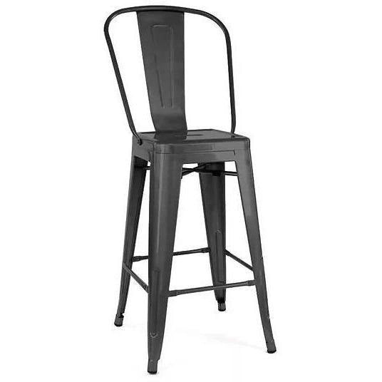 Dark grey matte Venice stool rear view showing tubular frame design