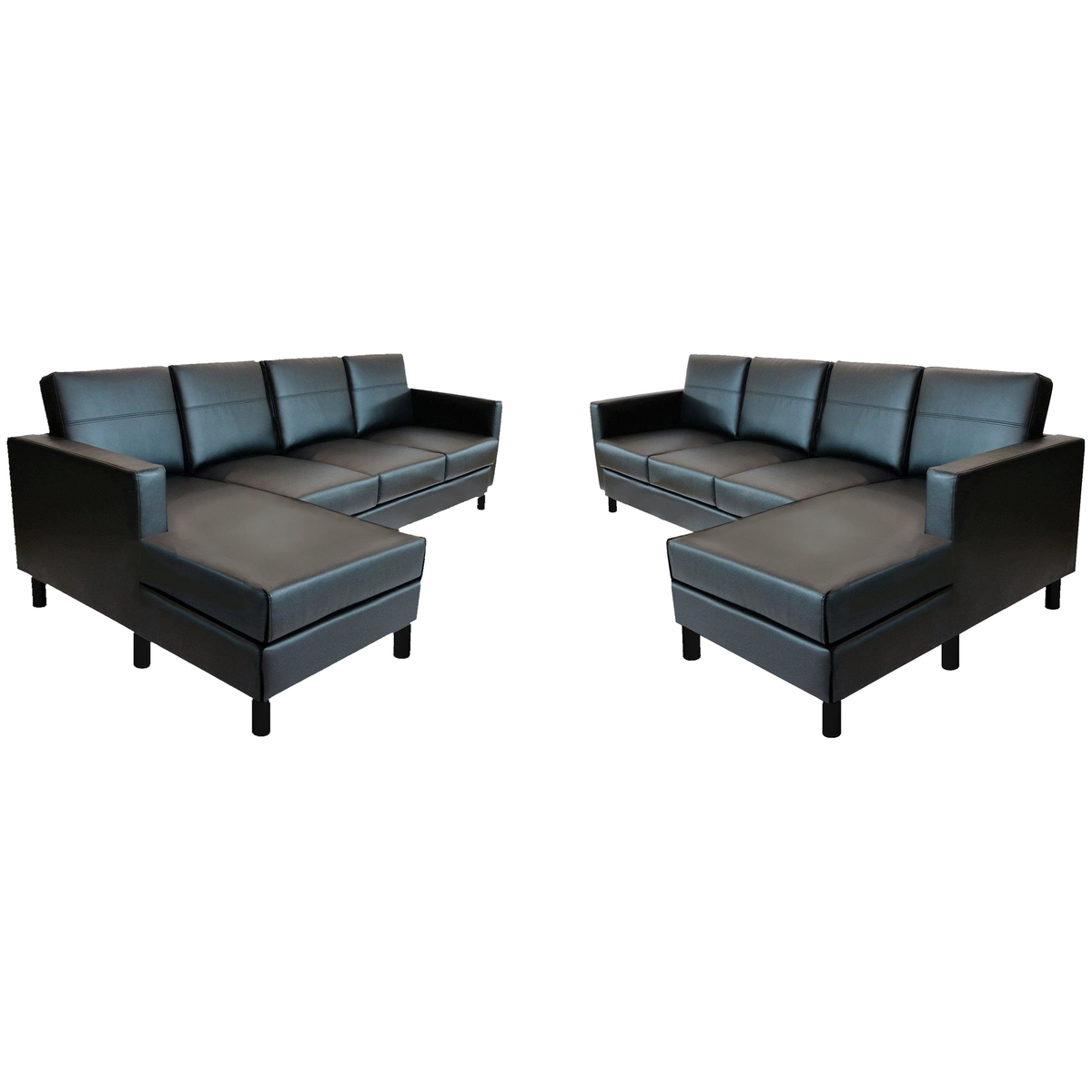 SS02-1086034R-VL01-PC01 / AUSTIN SECTIONAL SOFA, 4 Seater / Jet Black Vinyl/Black