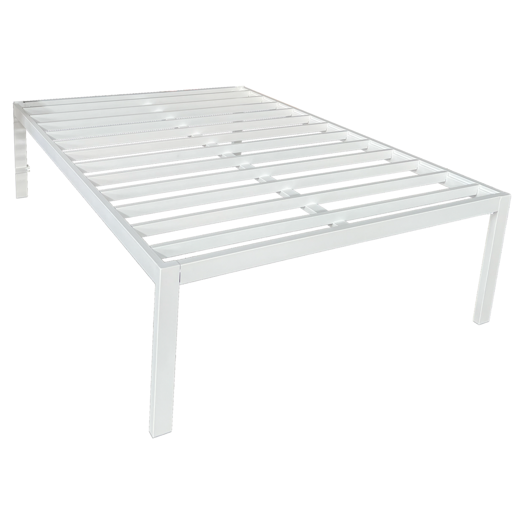 BF25-FULL-PC04 / METTA FULL BEDFRAME / White Steel