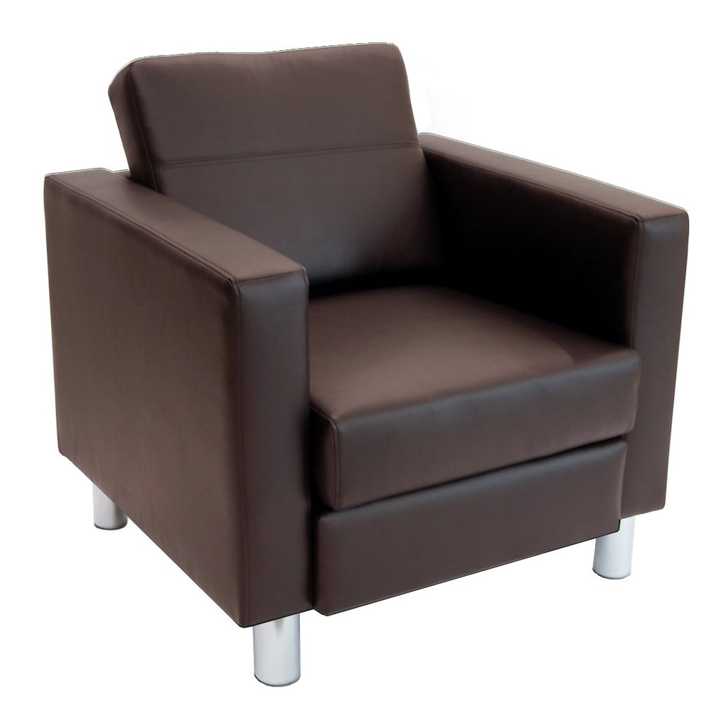 AC02-333234-VL03-0005 / AUSTIN ARM CHAIR / Dark Brown Vinyl/Silver