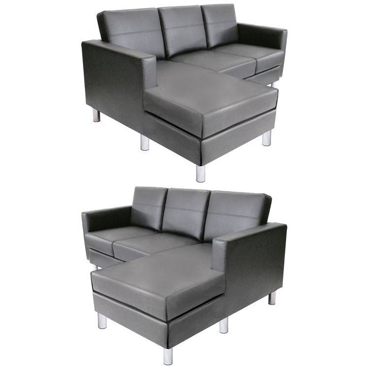 SS02A-825834-VL02-0005 / AUSTIN II SECTIONAL SOFA, 3 Seater L/R / Quarry Grey Vinyl/Silver