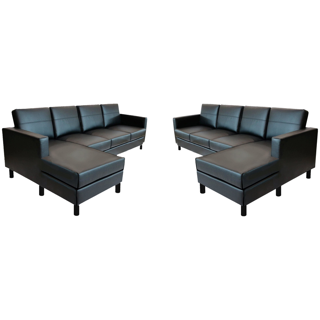 SS02-1086034R-VL01-PC01 / AUSTIN SECTIONAL SOFA, 4 Seater / Jet Black Vinyl/Black