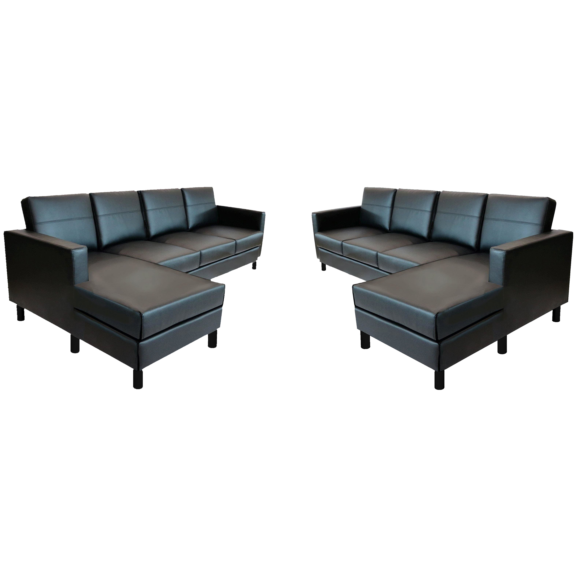 SS02-1086034R-VL01-PC01 / AUSTIN SECTIONAL SOFA, 4 Seater / Jet Black Vinyl/Black