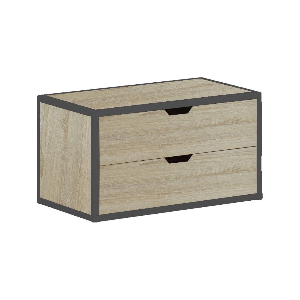 DR14-331818-LP27-PC04 / METTA 2-DRAWER STACKABLE CHEST / AH Walnut Laminate/White